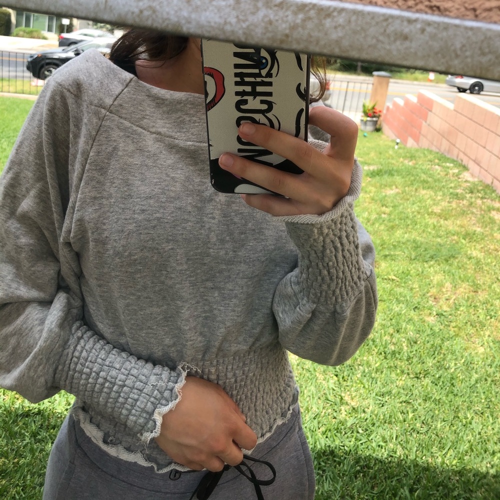 Gray wide shoulder sweater!